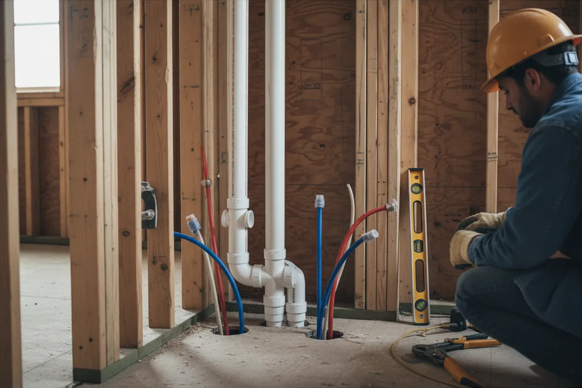 Drain and supply rough-in during Sump Pump Repair in Monteagle