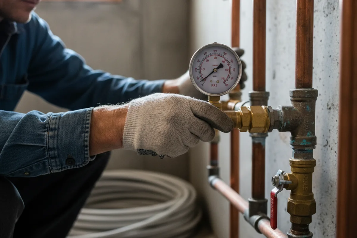 Pressure testing a repaired line during Water Line Repair in Monteagle